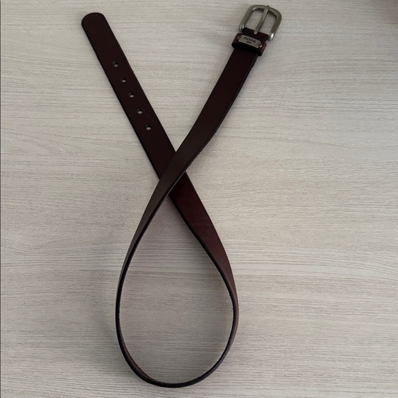 Fossil 1954 Key Vintage Men's Dark Brown Leather Belt EUC Size M - Picture 2 of 5
